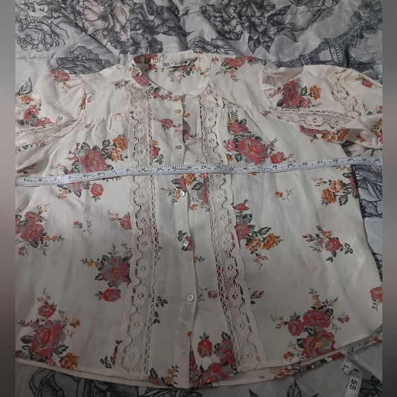 ZARA,Floral Embroidered Blouse - Picture 10 of 10